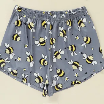 Oblečenie pre voľný čas Žien 2 Ks Pyžamo pre Dievčatá Bee Tlač Pyžamo Sleepwear Pijamas Sady Jar Leto Jeseň