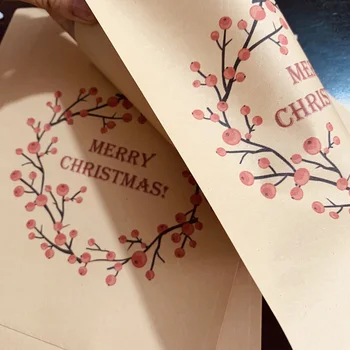 Vianočný Darček Taška Kraft Papier Candy Bag Popcorn Box Coolies Tašky Potlačený Papier Liečbu Tašky Vody Dôkaz, Vianočné Dekorácie