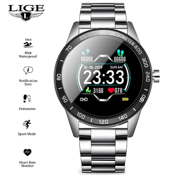 LIGE 2020 Nové Inteligentné Hodinky Mužov Nepremokavé Športové Srdcovej frekvencie, Krvného Tlaku Fitness Tracker Smartwatch Krokomer reloj inteligente