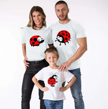 Lienka Rodič-dieťa T-shirt Rodiny Zodpovedajúce Oblečenie Matka a Dcéra Oblečenie Lienka BirthdayDress Lienka Zodpovedajúce Oblečenie
