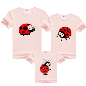 Lienka Rodič-dieťa T-shirt Rodiny Zodpovedajúce Oblečenie Matka a Dcéra Oblečenie Lienka BirthdayDress Lienka Zodpovedajúce Oblečenie