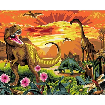 Jurský Park Dinosaur Zvierat Dieťa DIY Digitálne Maľovanie Podľa Čísel Moderné Nástenné Umelecké Plátno na Maľovanie Jedinečný Darček Domova 40x50