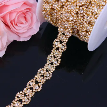 Rose Gold Crystal Svadobné Šaty Pás Svadobné Reťazca Výbava Drahokamu Výbava Nášivka Šiť na Odevy DIY Oblečenie