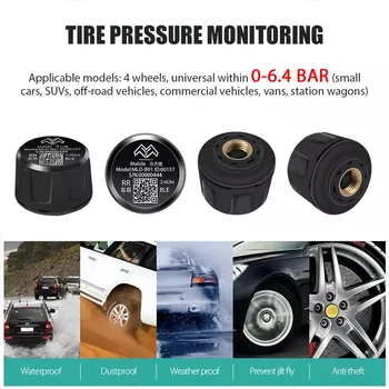 Auto Vysokej Kvality Tlaku v Pneumatikách Dafety Poplach Auto monitorovanie tlaku v pneumatikách Systém 4Pcs Bluetooth Mobile APLIKÁCIE Externý Snímač Hlasového Vysielania