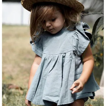 Dievčatá Vyhovovali Európskej Amerika Leto Batoľa Detský Dievčatá Oblečenie Sady Volánikmi Princezná Baby Girl Blúzka+šortky Módne Oblečenie