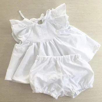 Dievčatá Vyhovovali Európskej Amerika Leto Batoľa Detský Dievčatá Oblečenie Sady Volánikmi Princezná Baby Girl Blúzka+šortky Módne Oblečenie