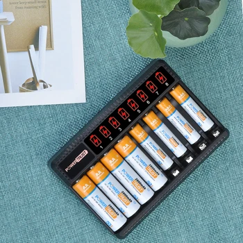 AA AAA Batérie, Nabíjačky 8 Sloty Rýchle Nabitie s LCD Displejom pre AA AAA Ni-MH Dobíjacie Batérie