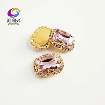 Zlaté dno Ružový tvar Obdĺžnika kvalitné sklo krištáľ pracka,šiť na kamienkami pre kutilov, šperky, doplnky SWCBG10