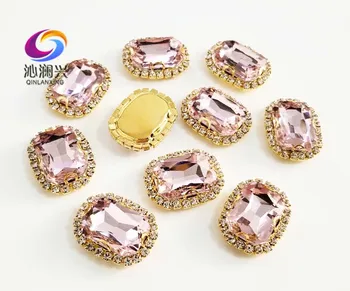 Zlaté dno Ružový tvar Obdĺžnika kvalitné sklo krištáľ pracka,šiť na kamienkami pre kutilov, šperky, doplnky SWCBG10