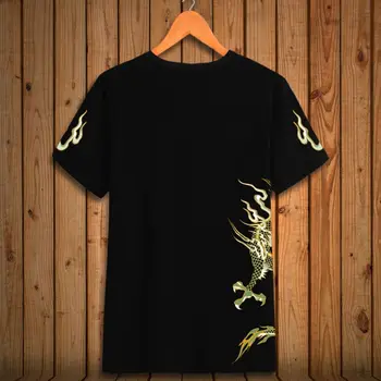 Čínsky štýl dymu dragon totem tlač módne krátky rukáv t-shirt Leta 2017 priedušná veľká veľkosť kvalitné tričko mužov S-3XL