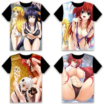 Anime T-shirt Vysokej Školy DxD Sexy Cosplay Krátky Rukáv Ženy Muži Čierny Čaj Topy Populárne Módne Príležitostné Letné Vtipné Tričko