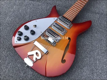 Vysoká kvalita ľavej strane elektrická gitara,Cherry red telo S F otvor, Ricken 325 elektrická gitara,34 palcov, doprava zdarma