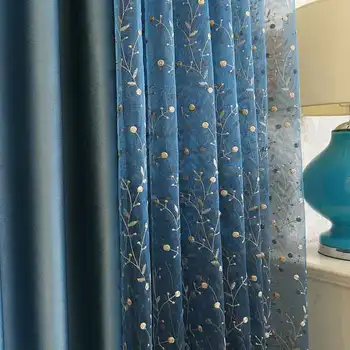 Luxusné vyšívané Tylu Opony Pre Obývacej izby, Spálne, Kvetinové Voile Priesvitné Záclony Okna Obrazovky Organza Závesy Pre Kuchyňa