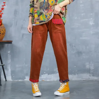 Max LuLu 2019 Kórejský Móda Jeseň Ženy Menčester Vintage Nohavice Dámske Patchwork Hárem Nohavice Elastické Príležitostné Voľné Streetwear