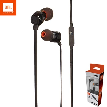 JBL T110 In-Ear 3,5 mm Káblové Slúchadlá Stereo Hudby Hlboké Basy Slúchadlá Šport Beh Headset s Mikrofónom Pre IOS/Android