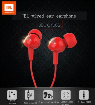 JBL T110 In-Ear 3,5 mm Káblové Slúchadlá Stereo Hudby Hlboké Basy Slúchadlá Šport Beh Headset s Mikrofónom Pre IOS/Android