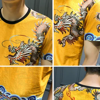 Čínsky Štýl Dragon Tlač Tepláková súprava Muži Móda 2 ks T-tričko, Tepláky pánske Športové oblečenie Bežné Obleky, Spoločenské Oblečenie pre Mužov