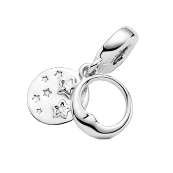2020 Zimné Nové 925 Sterling Silver Korálky Spanie Moon & Hviezdy Visieť Kúzlo fit Pôvodné Pan Náramok Vianočné Šperky