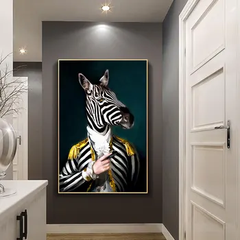 Abstrakt Portrét Plagáty a Tlačí na Steny Umelecké Plátno na Maľovanie Zebra Hlavu a Ľudské Telo Obrázky pre Obývacia Izba domova