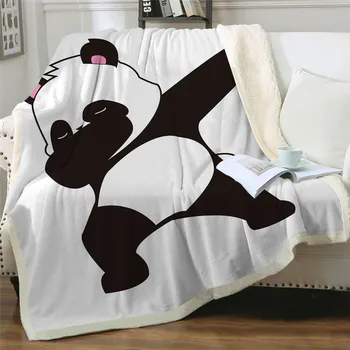 Panda Flanel alebo Sherpa Deka Cartoon Zvierat Fleece Hodiť Deka Nesie Deti, Plyšové Deka Panda držanie tela prehoz cez posteľ Dropship