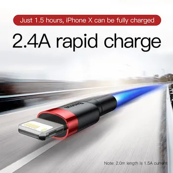 Baseus USB Kábel Na iPhone 11 Pro Max XR X 8 12 Mini Pro Max Pro iPad 2.4 Rýchle Nabíjanie Nabíjačky Osvetlenie Dátový Kábel Drôt, Kábel