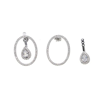 NOVÝ štýl Front obojstranný náušnice pre ženy AAA cubic zirconia cz geometrické eleganciu svadobné zapojenie OVÁLNE náušnice šperky