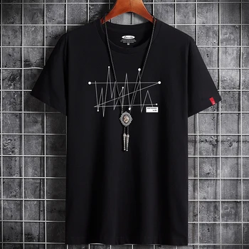 RUELK 2020 Letné Módne Líniu Tlač T-Shirt Plus Veľkosť Oblečenie pánske Trendové Tričko Krátky Rukáv Bavlna pánske Oblečenie S-6XL