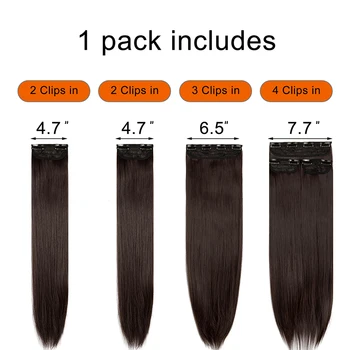 Multi Dĺžka 4pcs Nastavenie 11 Klipy Priamo CurlyWave Clip In predlžovanie Vlasov Plnú Hlavu Hairpiece Syntetické predlžovanie Vlasov pre Ženy
