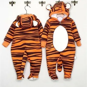 Novorodenca Romper Chlapec Dievča Tiger Romper Jeseň Hoodies Jumpsuit Playsuit Cartoon Babygrows Kostým Oblečenie 0-18 M Rýchle dodanie