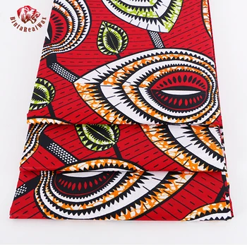 Veľkoobchod Afriky Vosk Vytlačí Textílie Červenom Pozadí Bavlna Materail na spoločenské Šaty Zaručené 6 Metrov/Veľa Handričkou 24FS1051