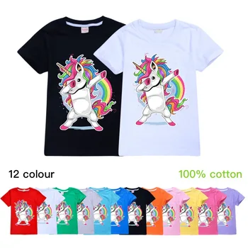 Nové 2020 Dieťa Letné Krátke Sleeve T-Shirt Deti Dabbing Jednorožec Tričká pre chlapčeka Tričko Dievča Topy Tee tričko vianoce