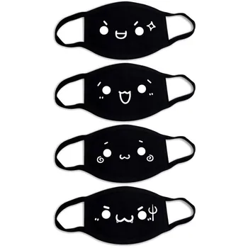 8pcs Módne čierne Roztomilý Tlač masky na tvár proti prachu maske pre ženy, mužov, umývateľný Coldproof opakovane tvár maksa masques