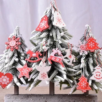 Drevené Ozdoby Výrezy Vianočné Dreva Snowflake pre Vianočné Dekorácie na Vianočný Stromček Visí Zdobením