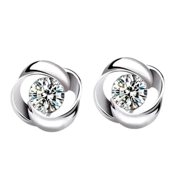 925 Sterling Silver Farba Náušnice pre Ženy Osobnosti AAA Náušnice Zirkón kórejský Módne Šperky Geometrické Earing Dievča, Darček