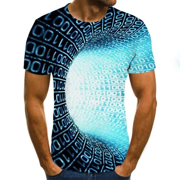 Tunel grafické T-shirt 3D geometrické kamufláž pánske T-shirt bežné Harajuku topy letné kolo krku tričko plus veľkosť streetwear