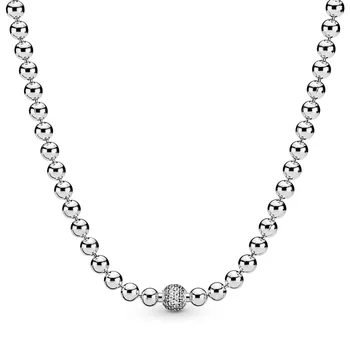 Nové 925 Sterling Silver Rose Náhrdelník & Strieborné Korálky & Pripraviť Crystal Posuvné Náhrdelník Pre Ženy Svadobný Dar Diy Pandora Šperkov