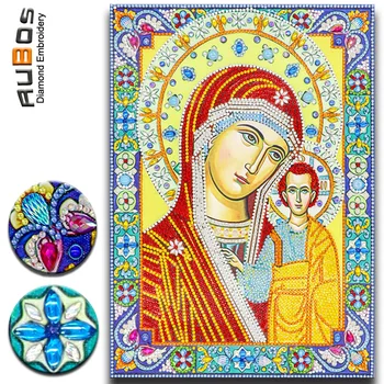 RUBOS DIY 5D Diamond Výšivky Perličiek Kazaň Ikona Matky Božej Diamond Maľovanie Náboženstvo Veľké Krištáľovo Drahokamu Obrázok
