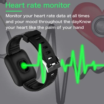116plus Smart Hodinky Muži Ženy Vodotesný IP67 Náramkové hodinky Deti Bluetooth Smartbracelet Srdcovej frekvencie, Krvného Tlaku Monitor Smartban