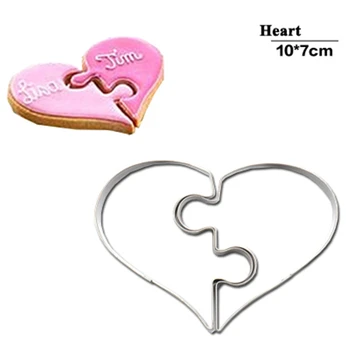 2 Ks Srdce Cookie Formy Vľavo, Vpravo V Tvare Srdca Cookie Cutter Smiešne, Lásky, Svadobné Hádanky Romantický Cookies Formy Sušienky Pečiatka