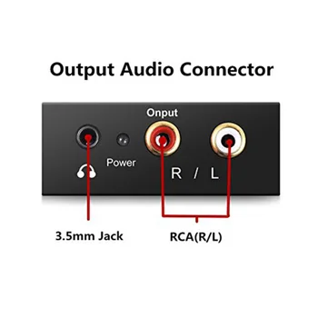 3,5 MM Jack 2*RCA Digitálneho na Analógový Audio Prevodník Zosilňovač Dekodér Optického Vlákna Koaxiálny Signál na Analógový Stereo Audio Adaptér