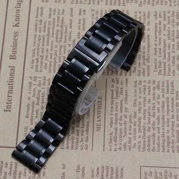 Watchbands nahradenie 14 mm 15 mm 16 mm 17 mm 18 mm 19 mm 20 mm 21 mm 22 mm Čiernej Nerezovej Ocele Sledovať Kapela Popruh Rovno Konci Náramok