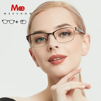 MEESHOW zliatiny titánu okuliare dioptrické rám dámske okuliare cat eye glasses 2019 krátkozrakosť, dánsko okuliare s diopter 809