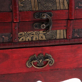 Retro Drevené Šperky Úložný Box s Pokladom, Organizátor Domova 22x16cm