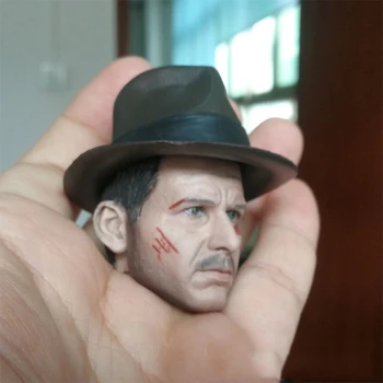 1/6 Meradle je harrison Ford Hlavu Sculpt Vyrezávané Indiana Jones hlavu Normálne/Poškodené Verzia s klobúk Spp pre 12