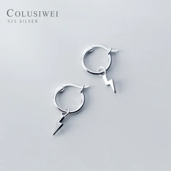 COLUSIWEI Autentické 925 Sterling Silver Lightning Hoop Náušnice pre Ženy Jednoduché Okrúhle Náušnice Štýlové Unisex Módne Šperky