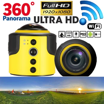 360 Stupeň Fotoaparát, Wifi 1080P 30FPS Panorama Fotoaparát 8MP 236 Fisheye Mini Fotoaparát Športové DV pre Virtuálne Okuliare Bezdrôtové