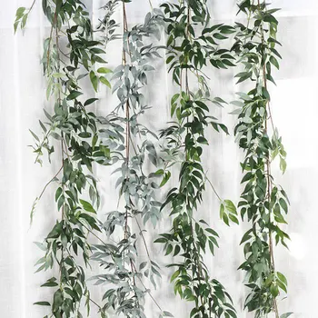 1.65 M Willow Dekorácie Simulácia Prútia Zelených Listov Cukrovej Trstiny, Svadobný Set Dekorácie Rastlinné Ratanový Listy Dekor Slávnostné Dodávky