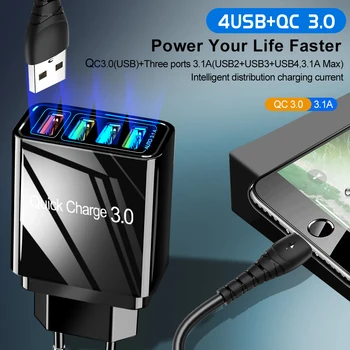 Suhach USB Nabíjačka, Rýchle Nabíjanie 3.0 Rýchle Nabíjanie QC3.0 Multi USB Nabíjačku pre Samsung S10 Plus Xiao Cestovné Stenu Nabíjačka Telefónu