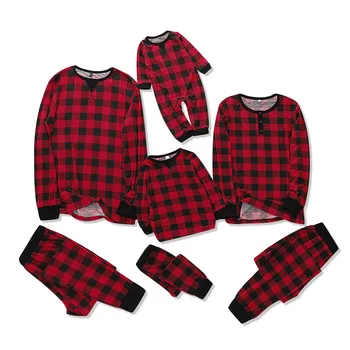 Rodina Zodpovedajúce Koberčeky Pyžamo Červená Sleepwear Ženy, Deti, Dvojičky, Brat, Sestra, Oblečenie Bavlna Dieťa Remienky Maminku a Mňa Oblečenie
