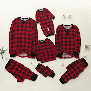 Rodina Zodpovedajúce Koberčeky Pyžamo Červená Sleepwear Ženy, Deti, Dvojičky, Brat, Sestra, Oblečenie Bavlna Dieťa Remienky Maminku a Mňa Oblečenie